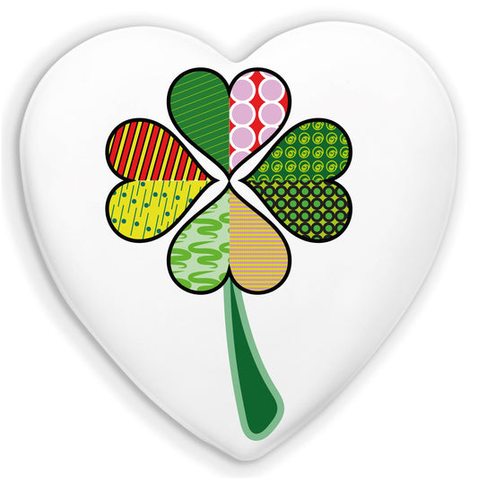 Cuore in Ceramica Artigianale  – Decorazione Moderna Quadrifoglio di cuori