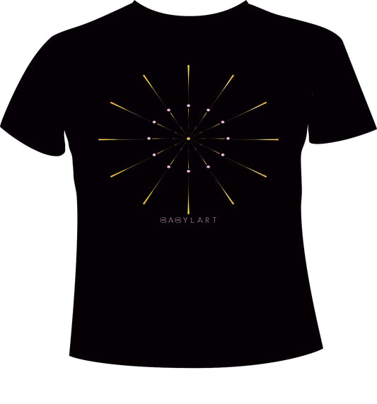 Fuochi d'artificio T-shirt girocollo nera manica corta