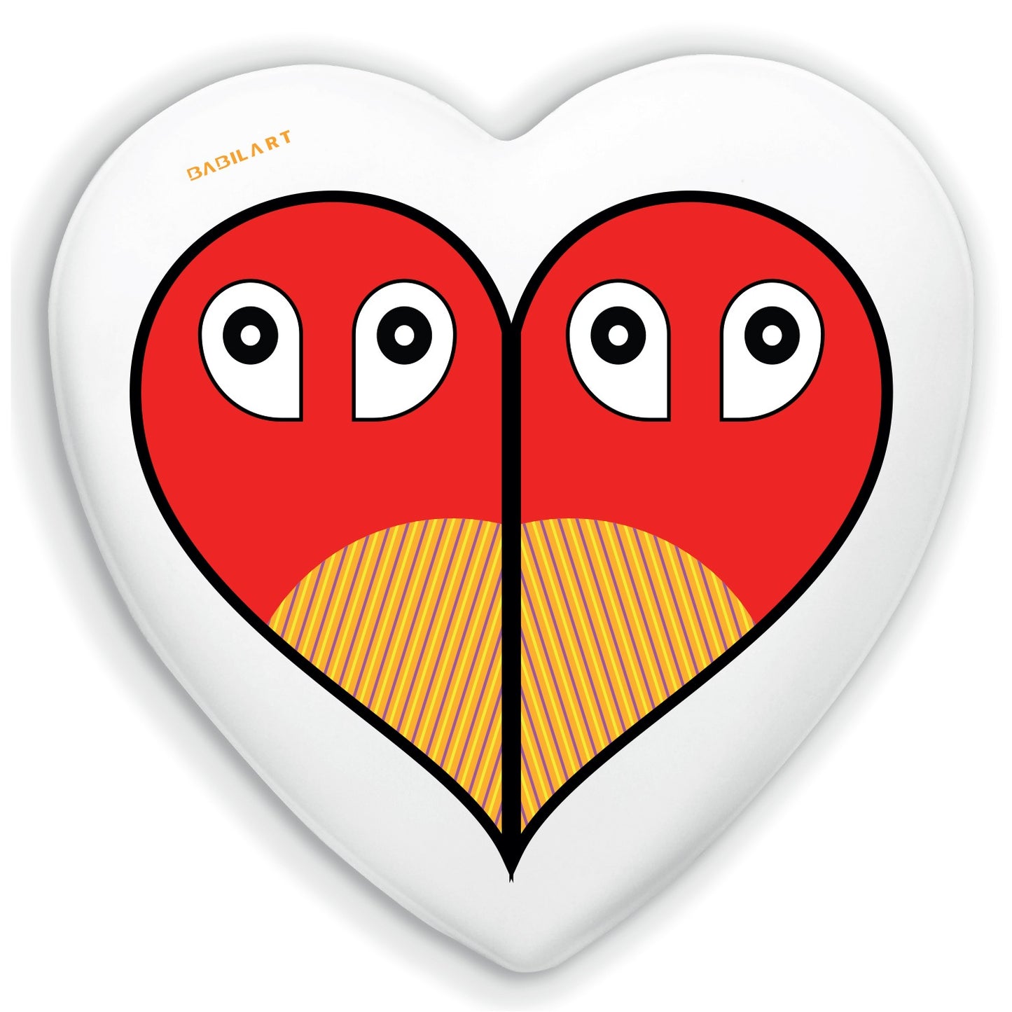 Cuore in Ceramica Artigianale  – Decorazione Moderna con grafica "Occhio non vede cuore non duole"