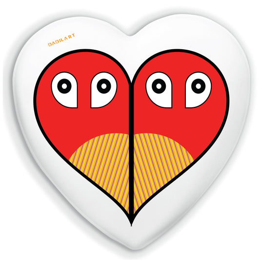 Cuore in Ceramica Artigianale  – Decorazione Moderna con grafica "Occhio non vede cuore non duole"