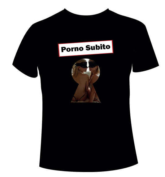 Porno subito T-shirt girocollo nera manica corta