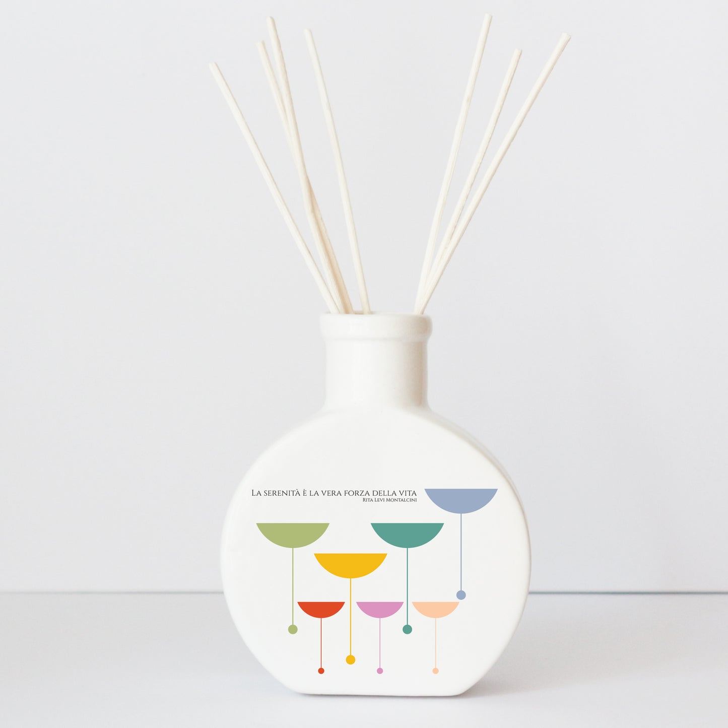 Profumatore in ceramica con grafica d’autore “Simboli sereni"