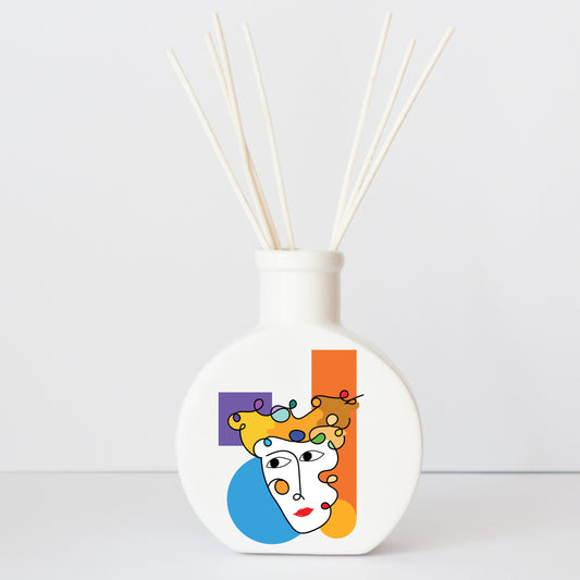 Profumatore in ceramica con grafica d’autore “Volto geometrico"