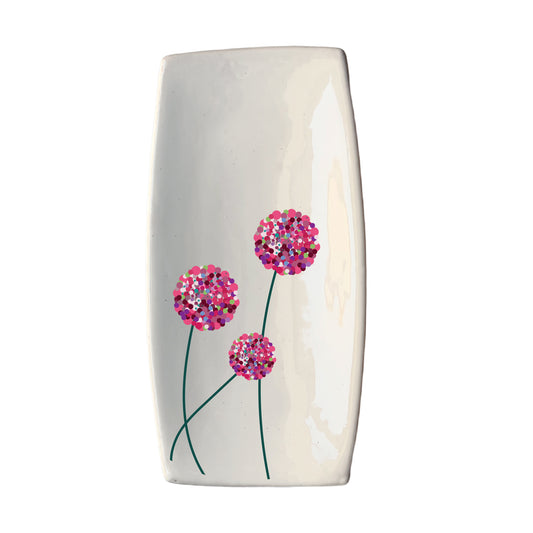 Piatto Sushi in Ceramica Artigianale Made in Italy con grafica Fiori di Aglio Cod8