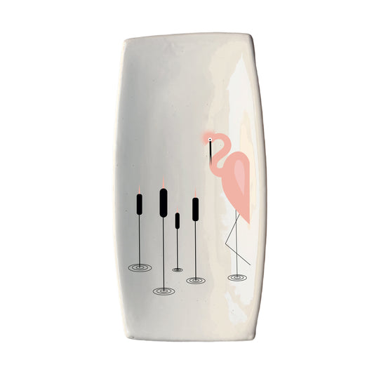 Piatto Sushi in Ceramica Artigianale Made in Italy con grafica Fenicottero Cod9