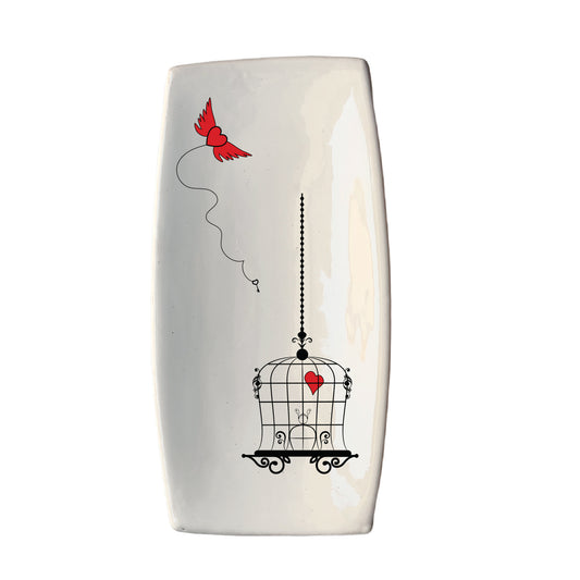 Piatto Sushi in Ceramica Artigianale Made in Italy con grafica Cuore libero Cod10