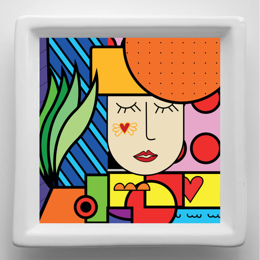 Vassoi in Ceramica Made in Italy – Svuotatasche Artigianali con Grafica d’Autore Cod3