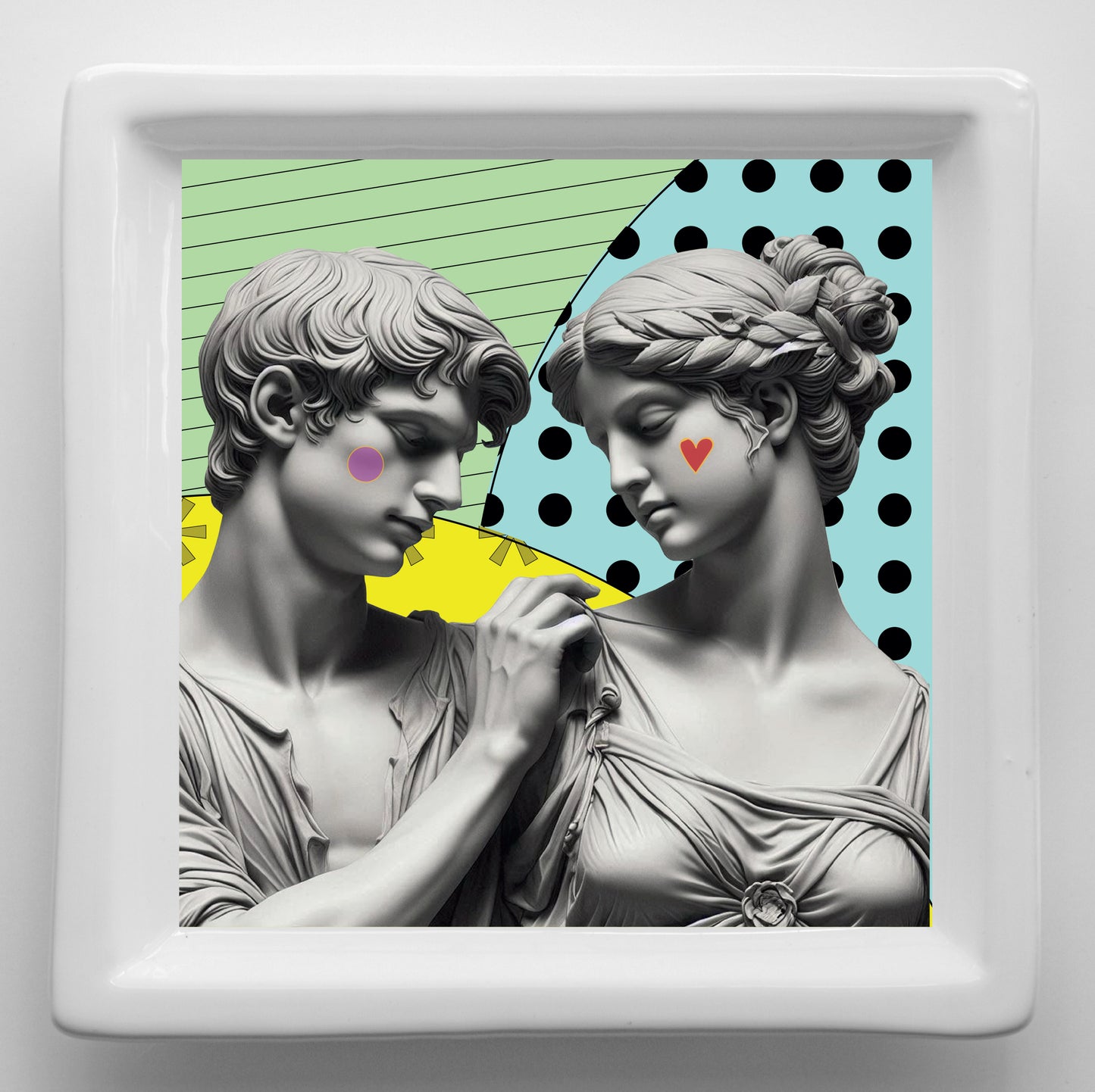 Vassoi in Ceramica Made in Italy – Svuotatasche Artigianali con Grafica d’Autore Cod4