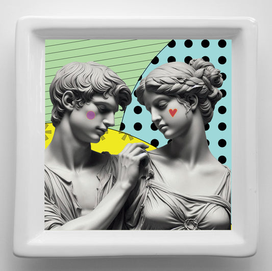 Vassoi in Ceramica Made in Italy – Svuotatasche Artigianali con Grafica d’Autore Cod4