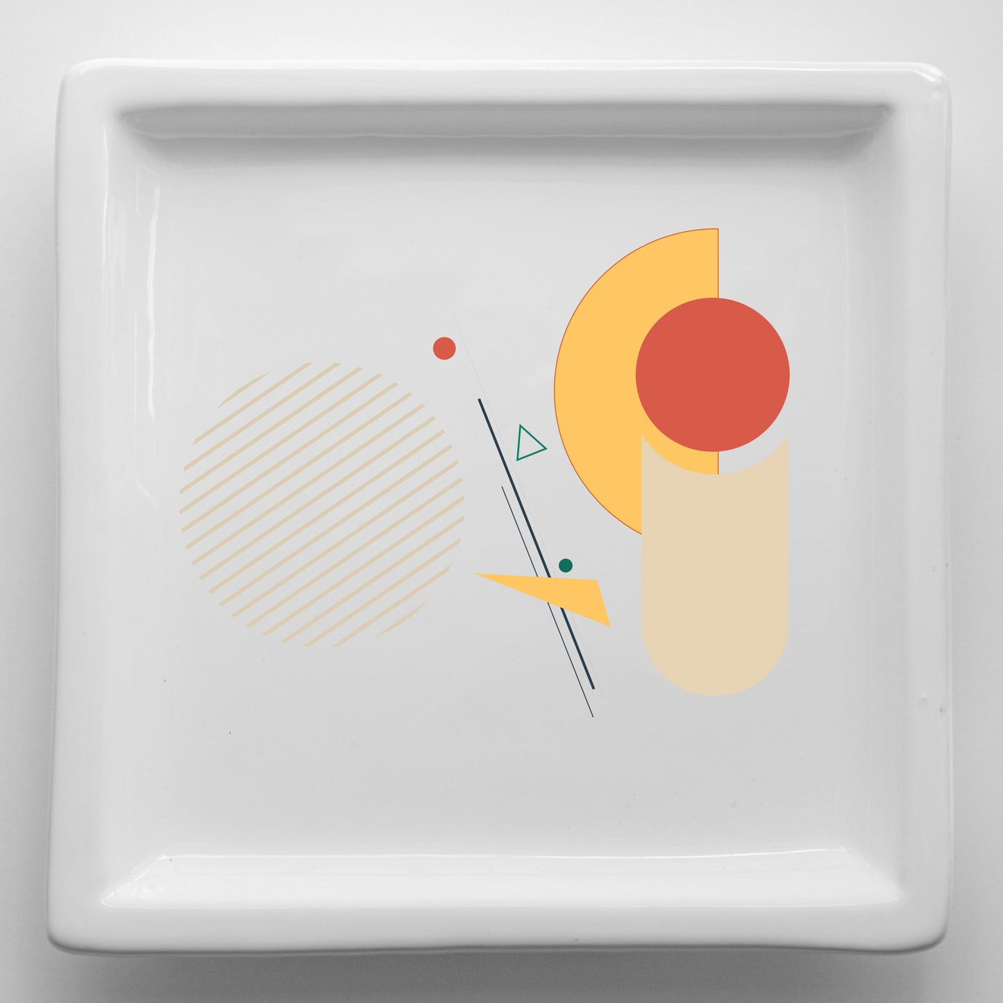 Vassoi in Ceramica – Svuotatasche Artigianali con Grafica d’Autore Minimal Cod1