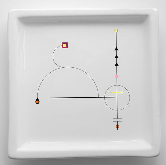 Vassoi in Ceramica – Svuotatasche Artigianali con Grafica d’Autore Minimal Cod5