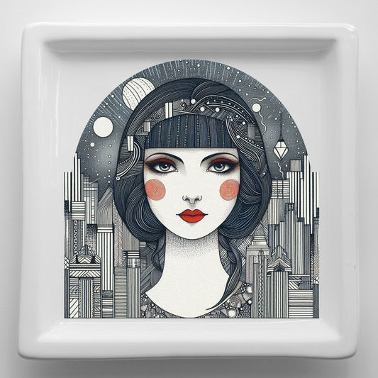 Vassoi in Ceramica Made in Italy – Svuotatasche Artigianali con Grafica d’Autore Cod13