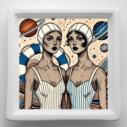 Vassoi in Ceramica Made in Italy – Svuotatasche Artigianali con Grafica d’Autore Cod14