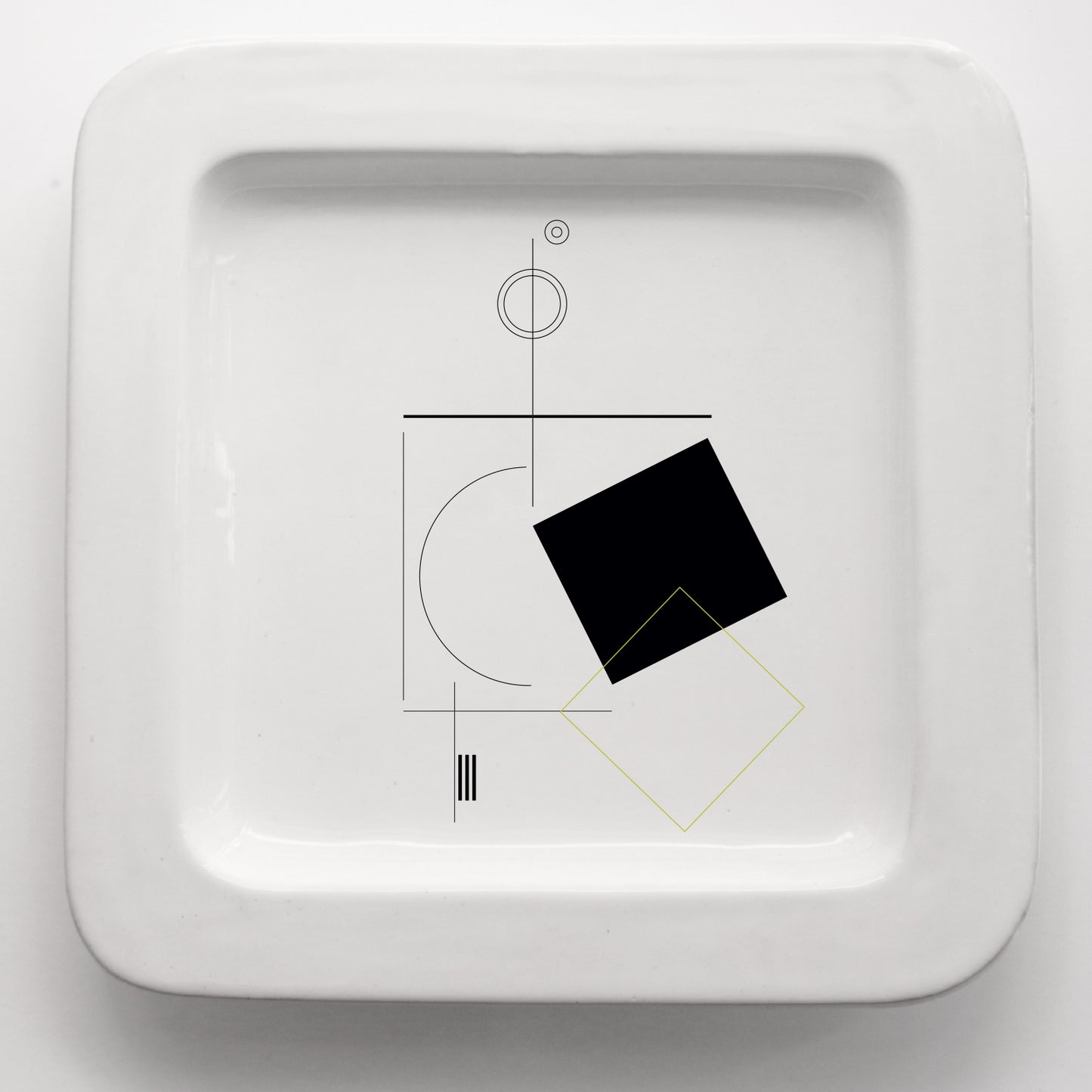 Vassoio quadrato in ceramica fatto a mano con grafica Geometrie CodC9