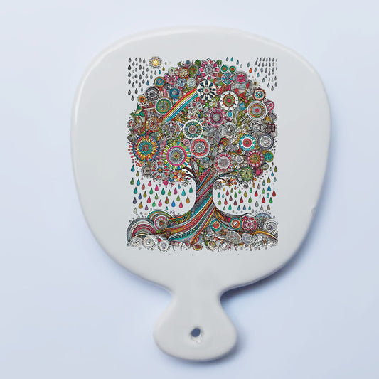 Tagliere in ceramica albero della vita pop – Arte contemporanea Made in Italy