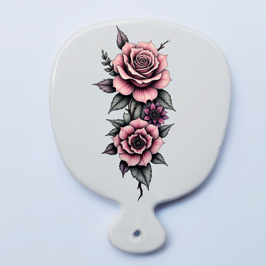 Tagliere/vassoio in ceramica Rosa – omaggio arte classico romantica