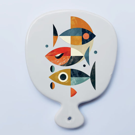Tagliere in ceramica pesce geometrico – Arte contemporanea Made in Italy