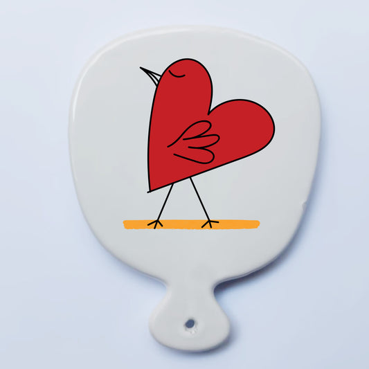 Tagliere/vassoio in ceramica Cuore  rosso – Arte contemporanea Made in Italy