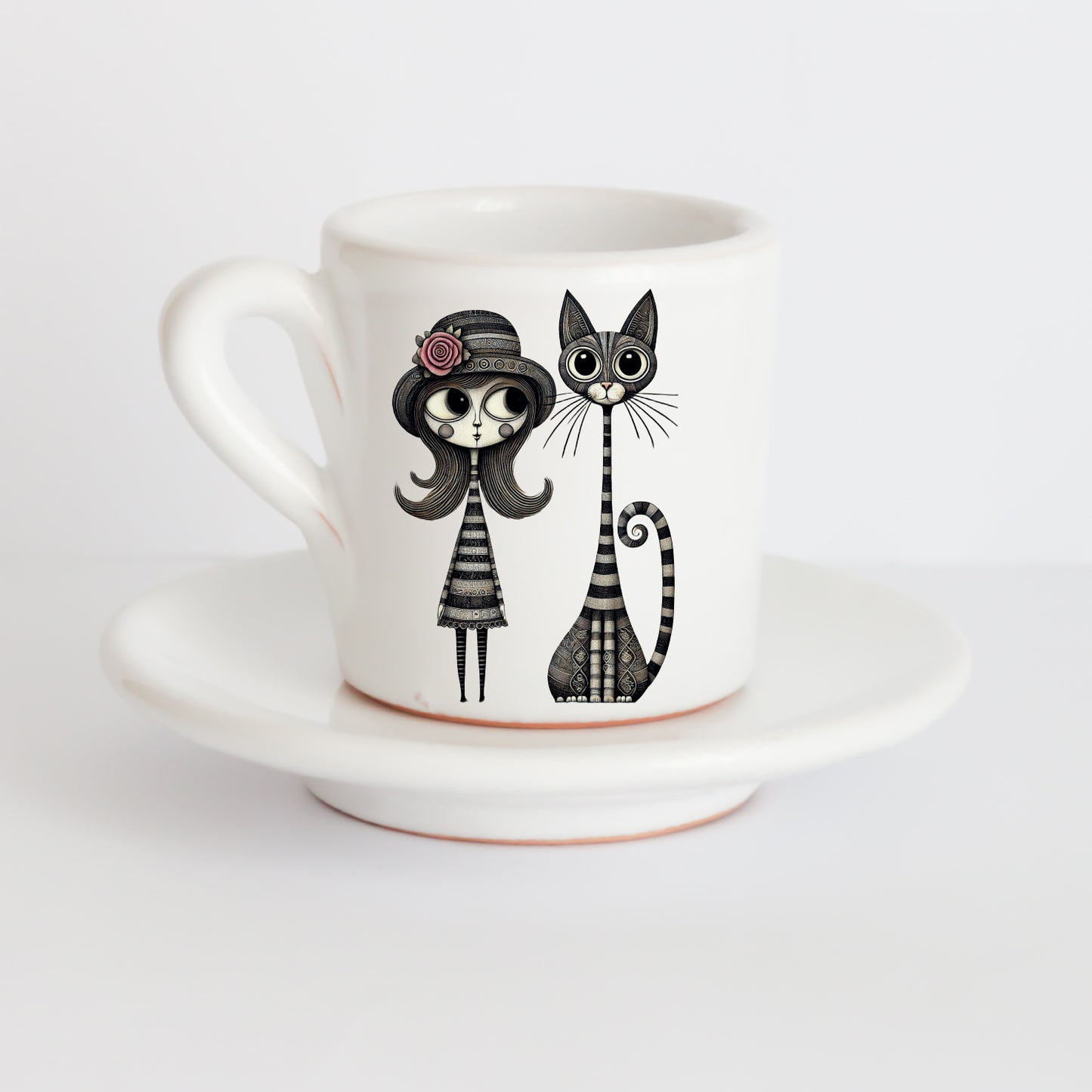 Tazzine Elena in Ceramica Artigianale con Grafica d’Autore Cod.28