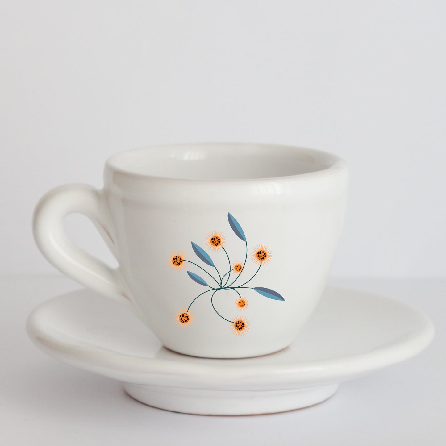 Franci Tazzine con Piattino in Ceramica italiana – Realizzate a Mano con Grafica d’Autore Cod.1