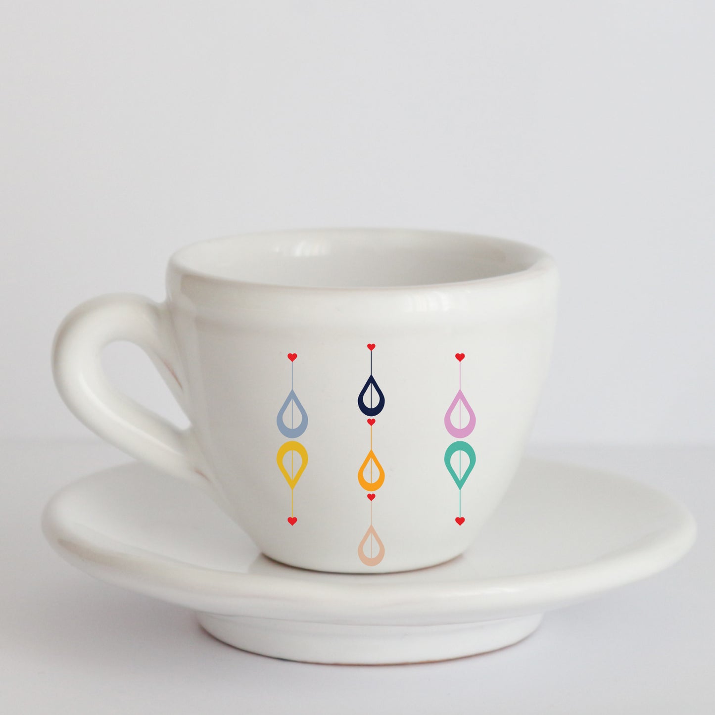 Franci Tazzine con Piattino in Ceramica italiana – Realizzate a Mano con Grafica d’Autore Cod.2