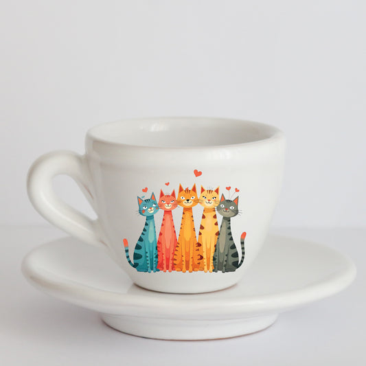 Franci Tazzine con Piattino in Ceramica italiana – Realizzate a Mano con Grafica d’Autore Cod.3