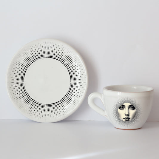 Franci Tazzine con Piattino in Ceramica italiana – Realizzate a Mano con Grafica d’Autore Cod.7