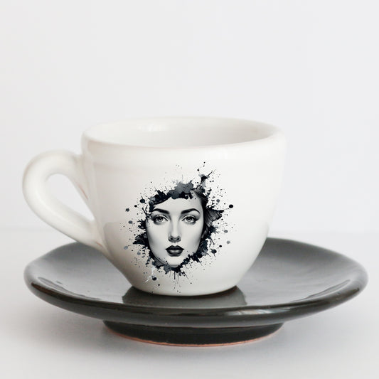 Franci Tazzine con Piattino in Ceramica italiana – Realizzate a Mano con Grafica d’Autore Cod.8