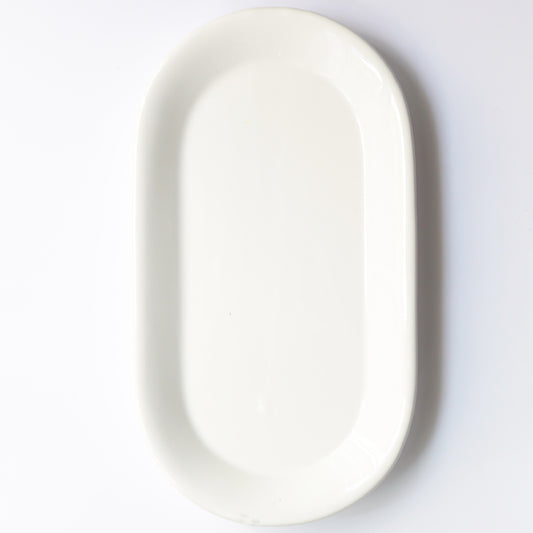 Vassoio ovale bianco in ceramica fatto a mano Cod11