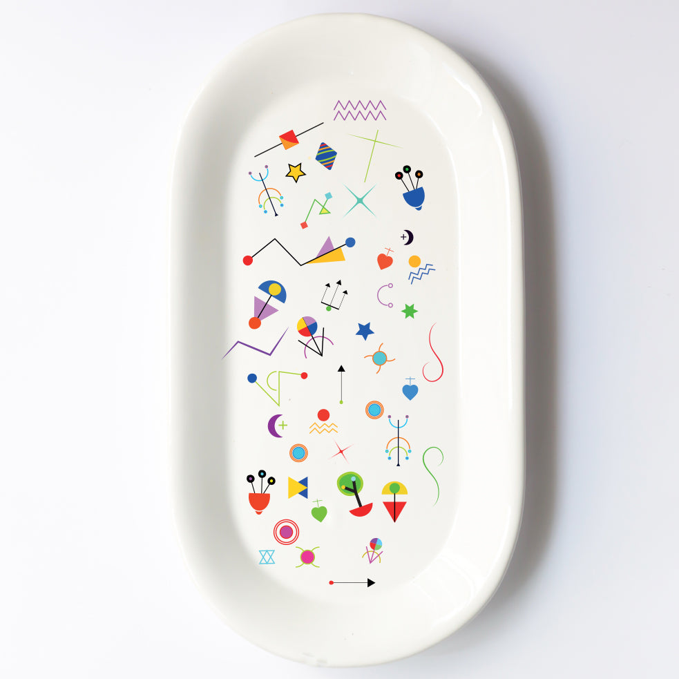 Vassoio ovale in ceramica fatti a mano – design simboli pugliesi Cod2