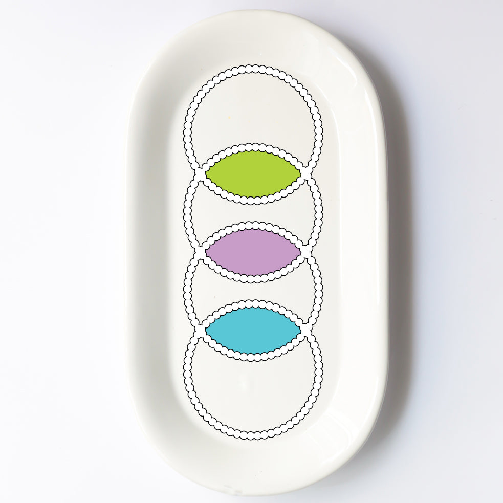 Vassoio ovale in ceramica fatto a mano – design cerchi Cod4