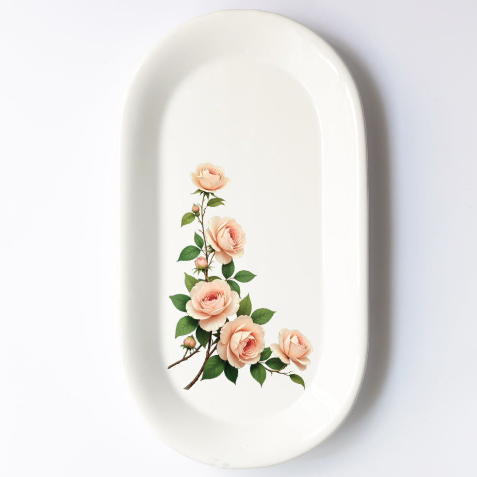 Vassoio ovale in ceramica fatto a mano – design fiori Cod8